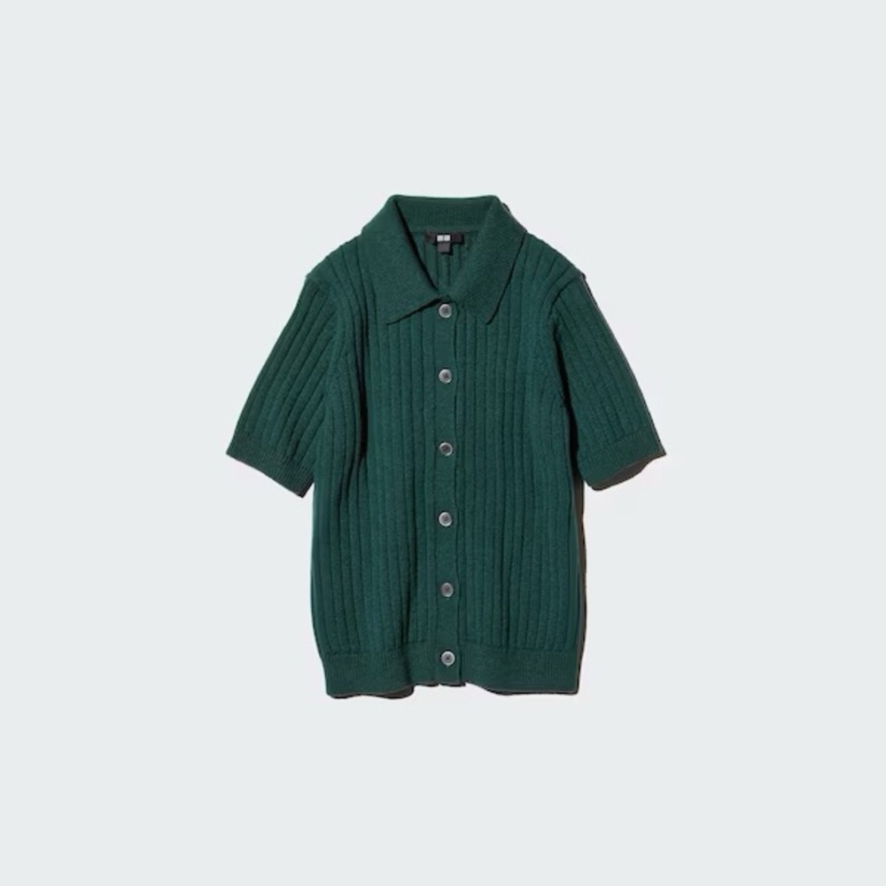 Uniqlo Ribbed Polo Cardigan Short Sleeve